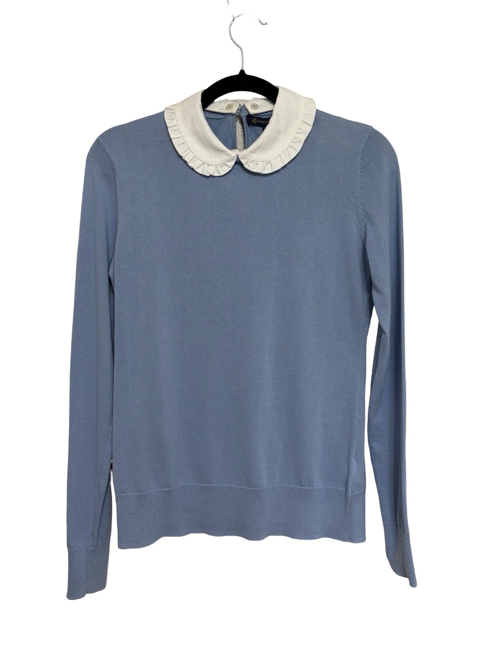 NEW Brooks Brothers 100% Cotton Removable Collar Sweater in Light Blue - Size XS